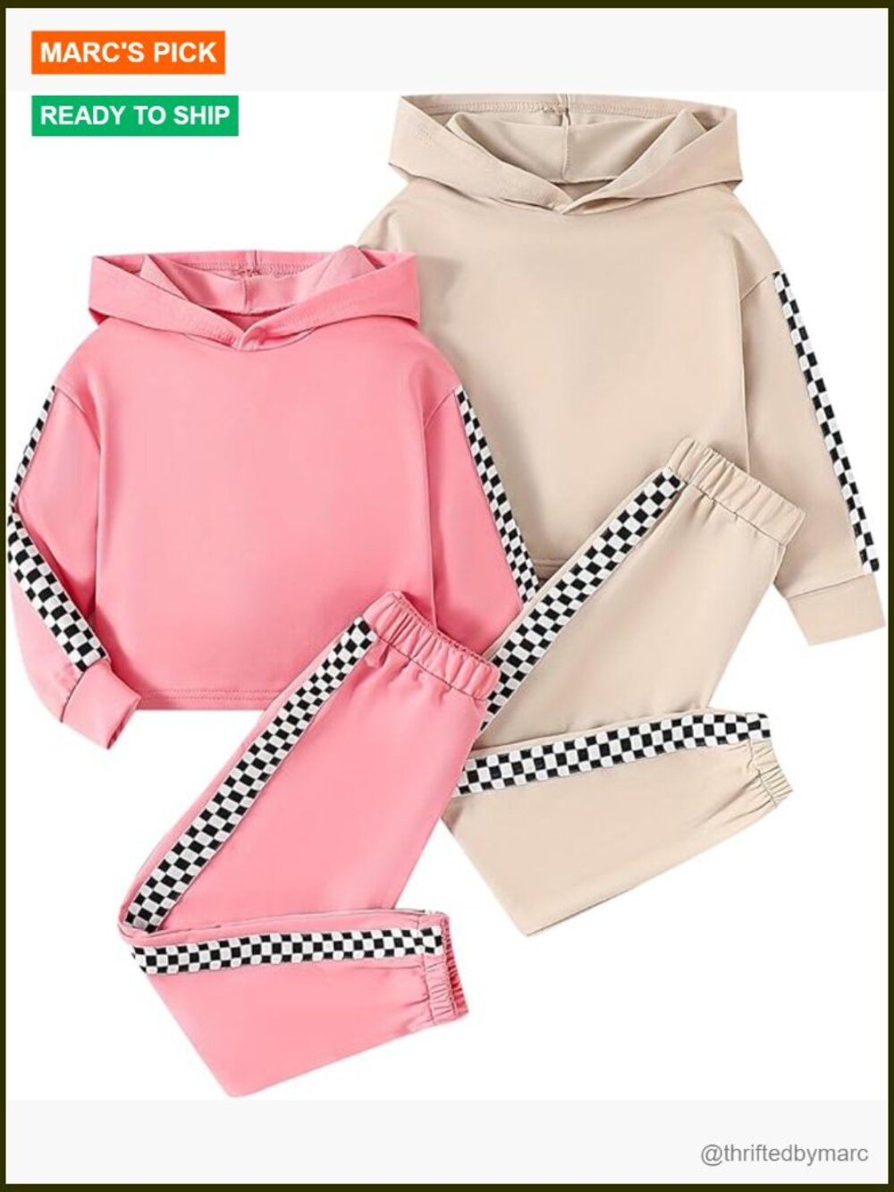 Girls 4-Piece Hoodie and Jogger Set Long Sleeve Activewear Size 4-12Y